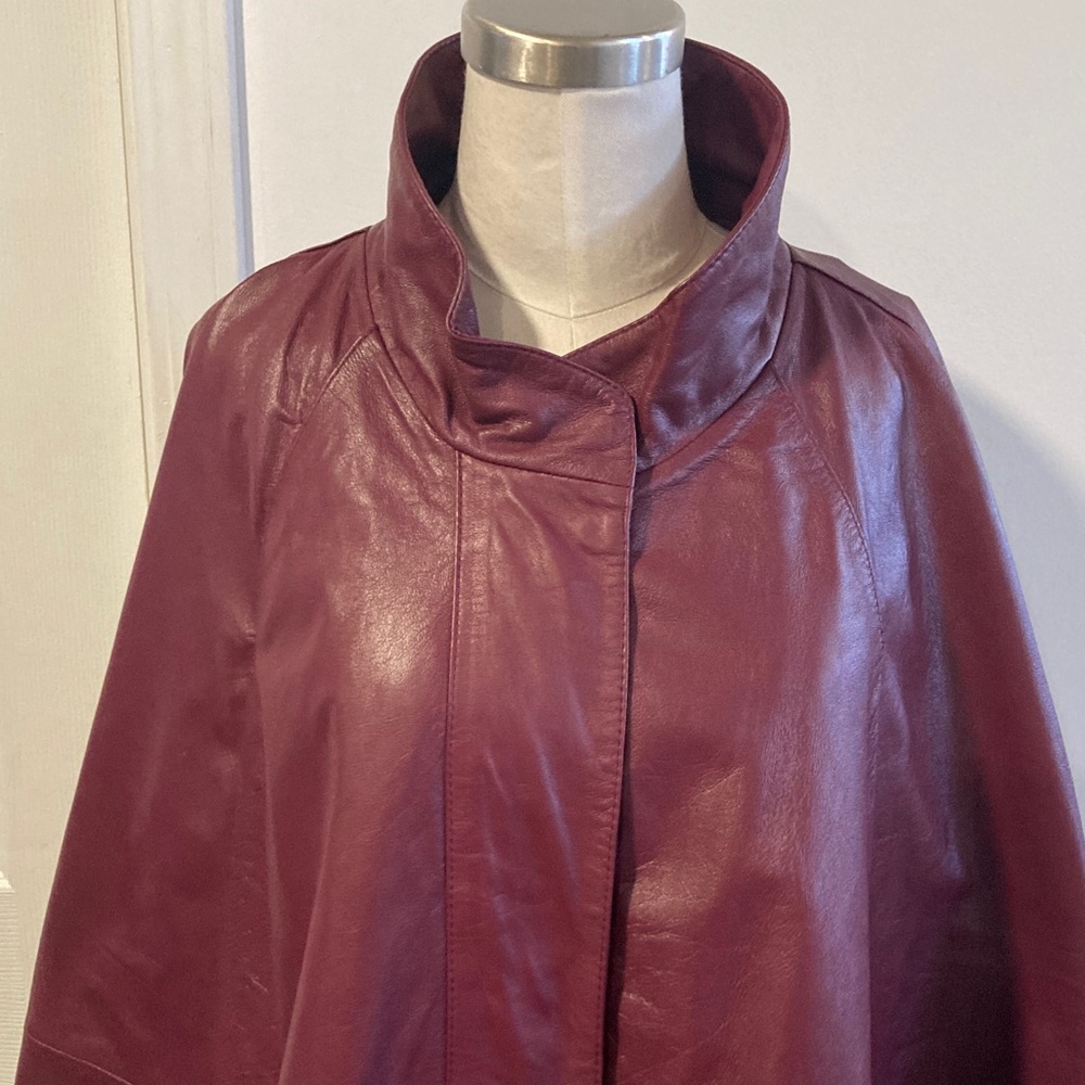 Jessica London Red Leather Cape Coat poncho 26/28
